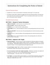 Instructions for Completing Notice of Intent - Page 1